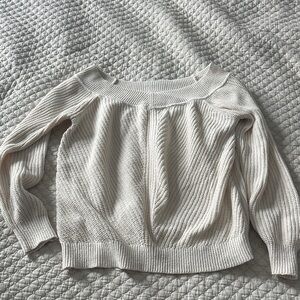 Abercrombie & Fitch Cream Off-the-Shoulder Knit Sweater